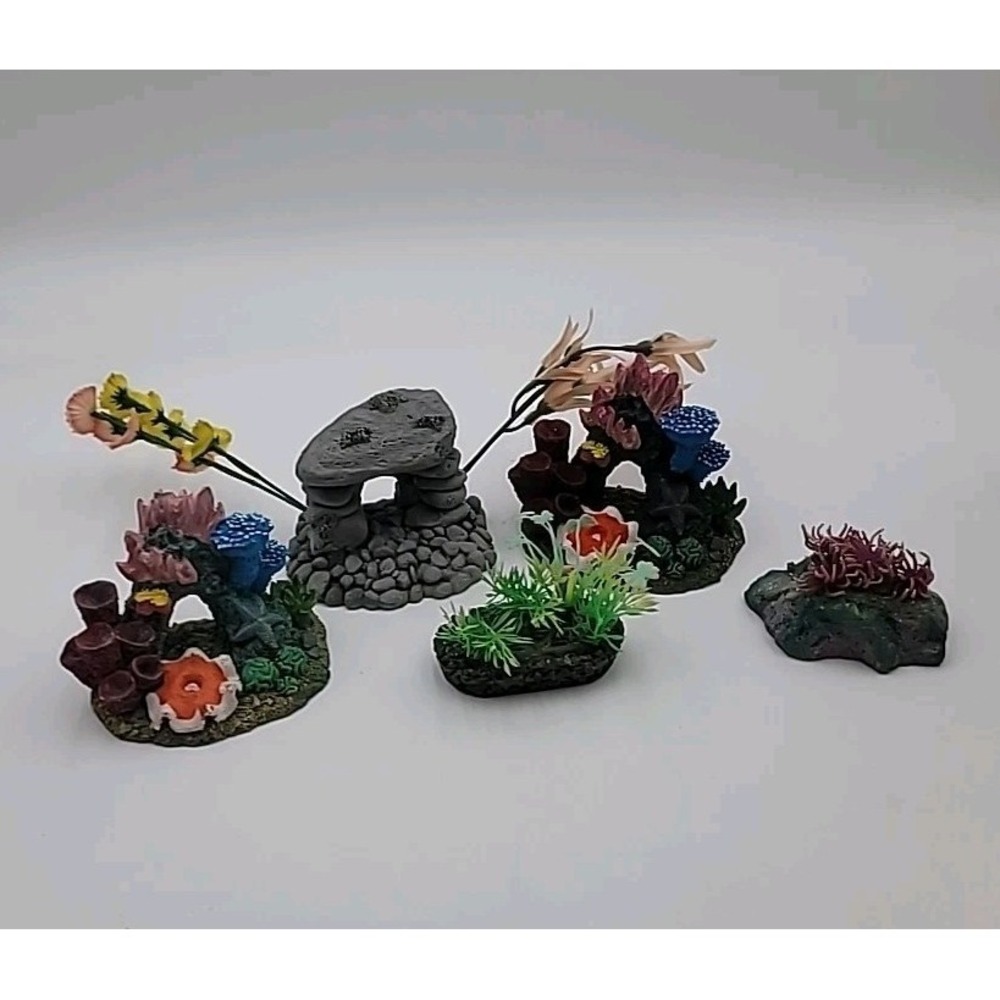 5pc Fake Coral Aquarium Decoration Lot Anemone‎ Cave Colorful READ